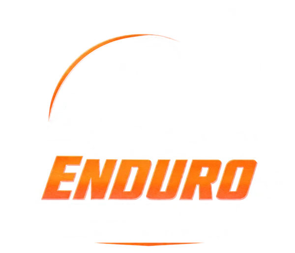 Enduro Phuket logo: a rider on a dirt bike over silver mountains in an orange arc